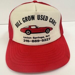 Vintage Union Springs NY 80s 90s Snapback Trucker Mesh Hat Bill Grow Used Cars